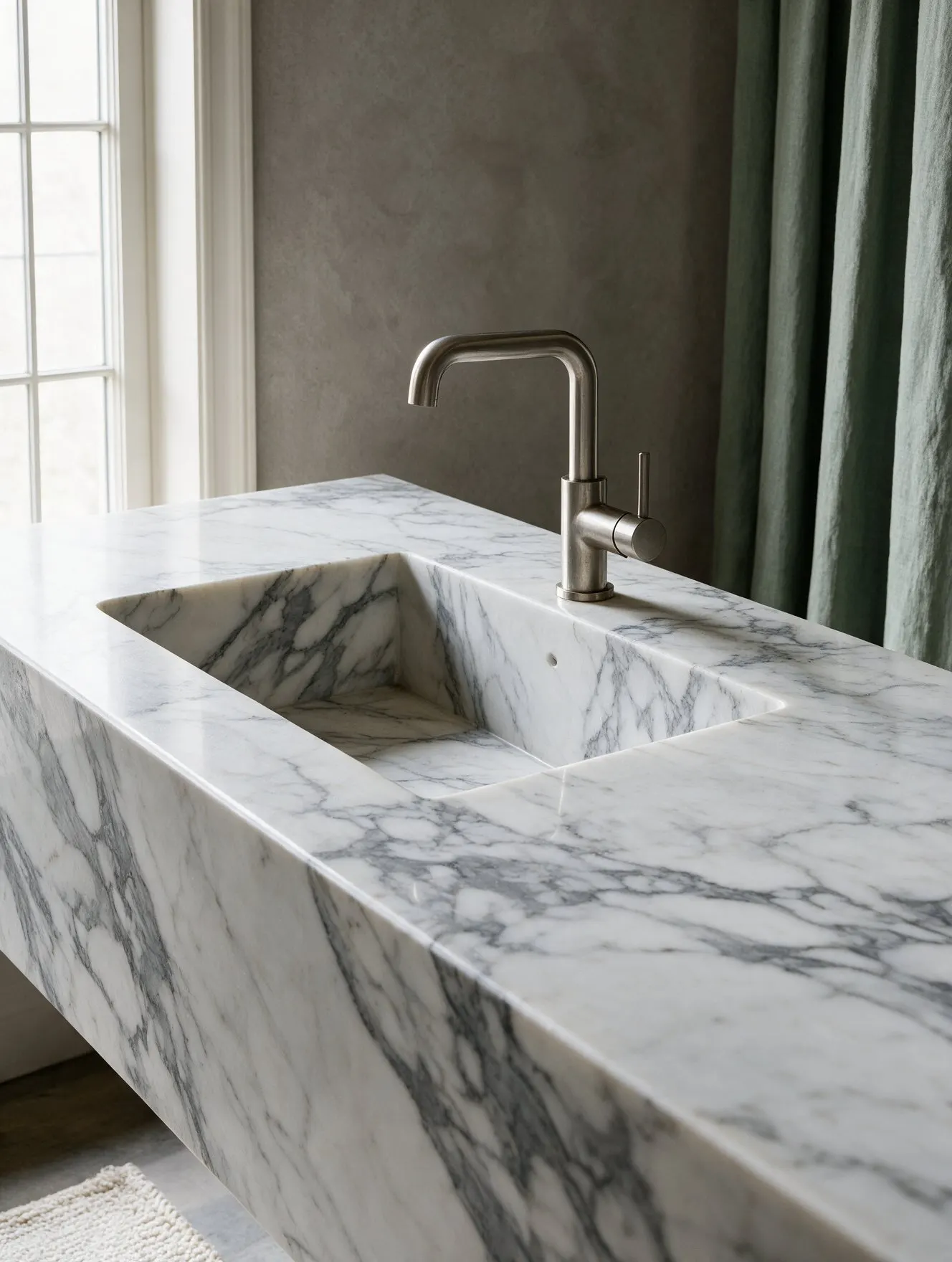 Natural marble bathroom vanity