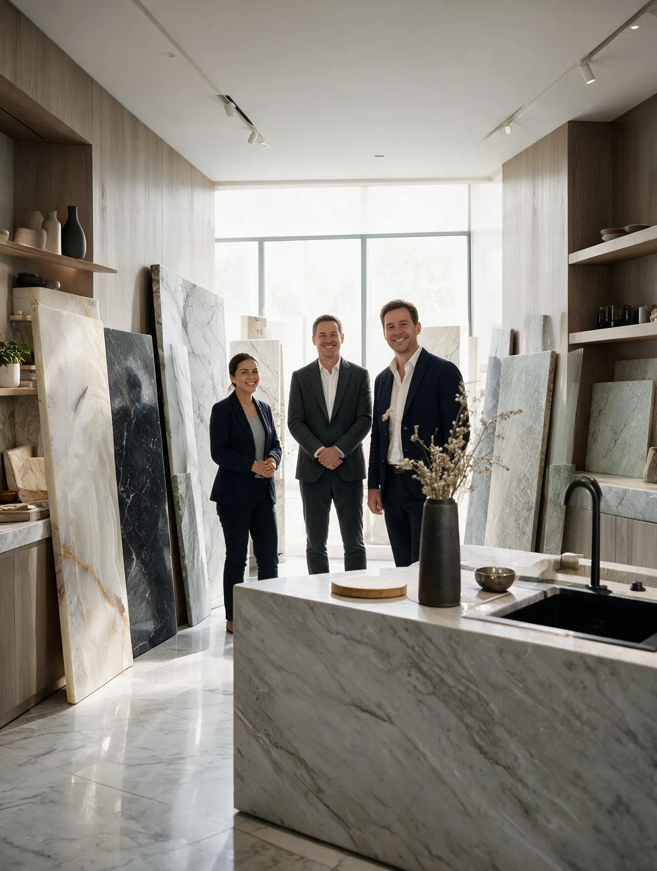AmeriQuartz team in the showroom